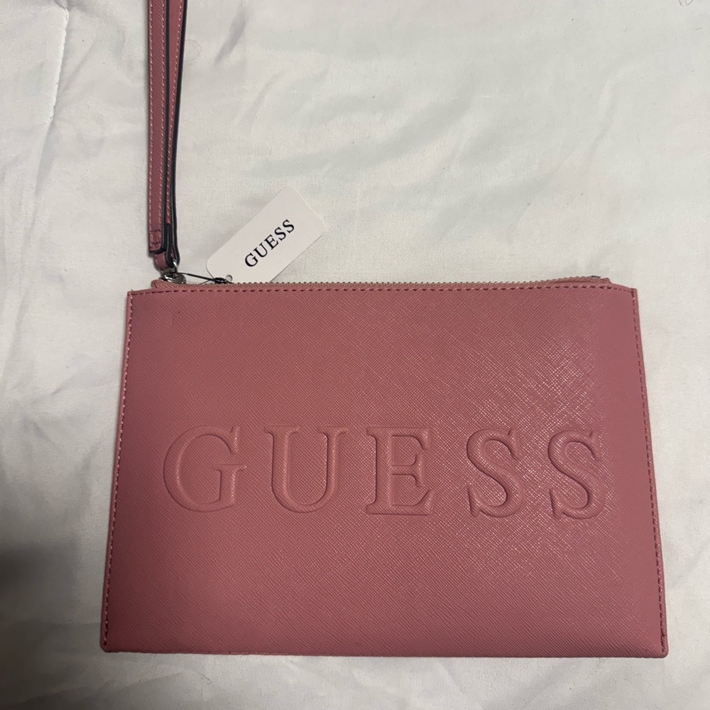 GUESS Pink Wristlet Clutch